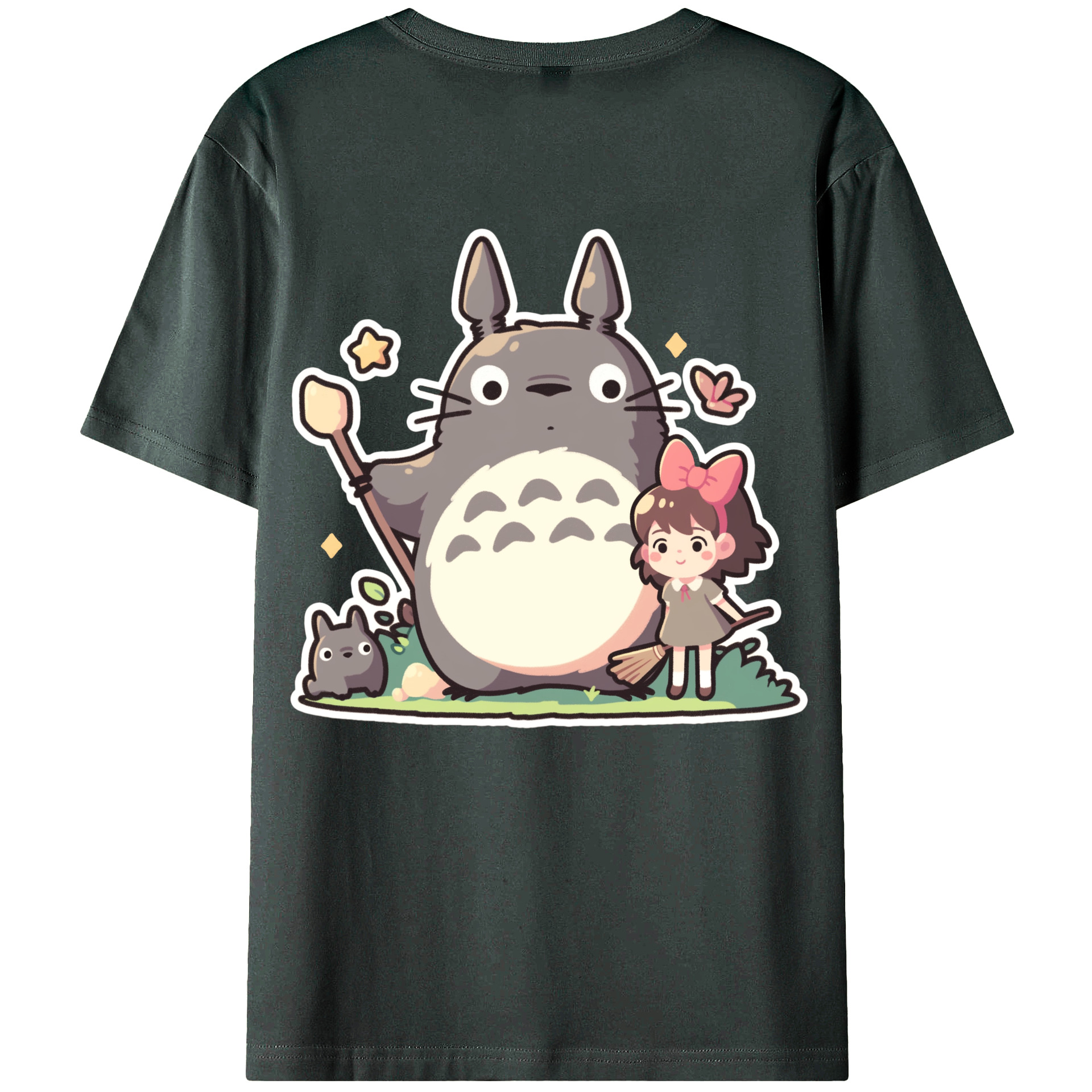 （画像用） となりのトトロ 草壁メイ 草壁サツキ My Neighbor Totoro Satsuki Kusakabe Mei Kusakabe 綿100％ メンズ半袖Tシャツ（バックプリント） 通気性